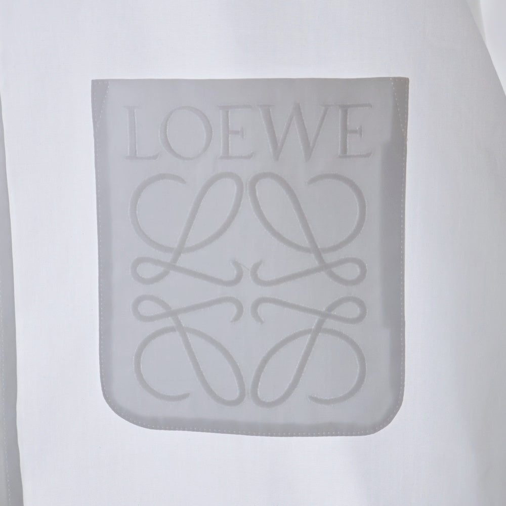 LOEWE(ロエベ) アナグラムロゴ 刺繍 レギュラーカラー ロングスリーブ 長袖シャツ ホワイト H526Y05W10
