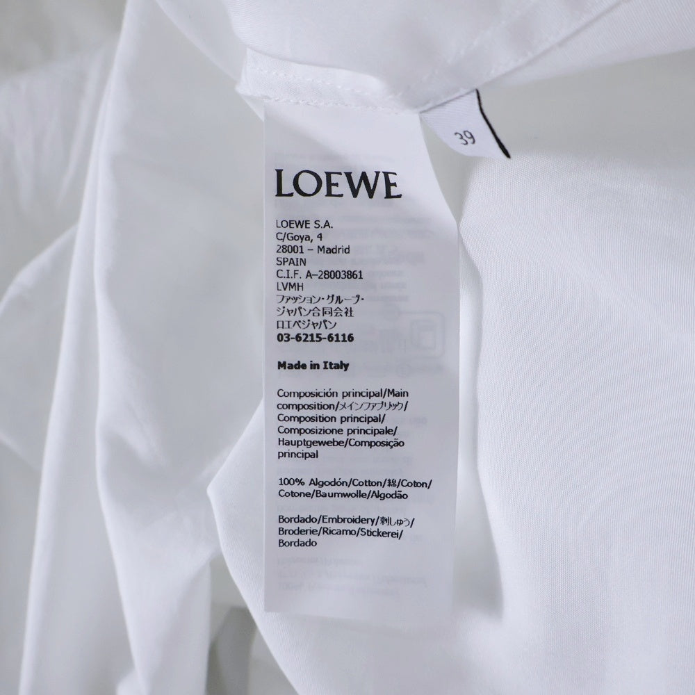 LOEWE(ロエベ) アナグラムロゴ 刺繍 レギュラーカラー ロングスリーブ 長袖シャツ ホワイト H526Y05W10