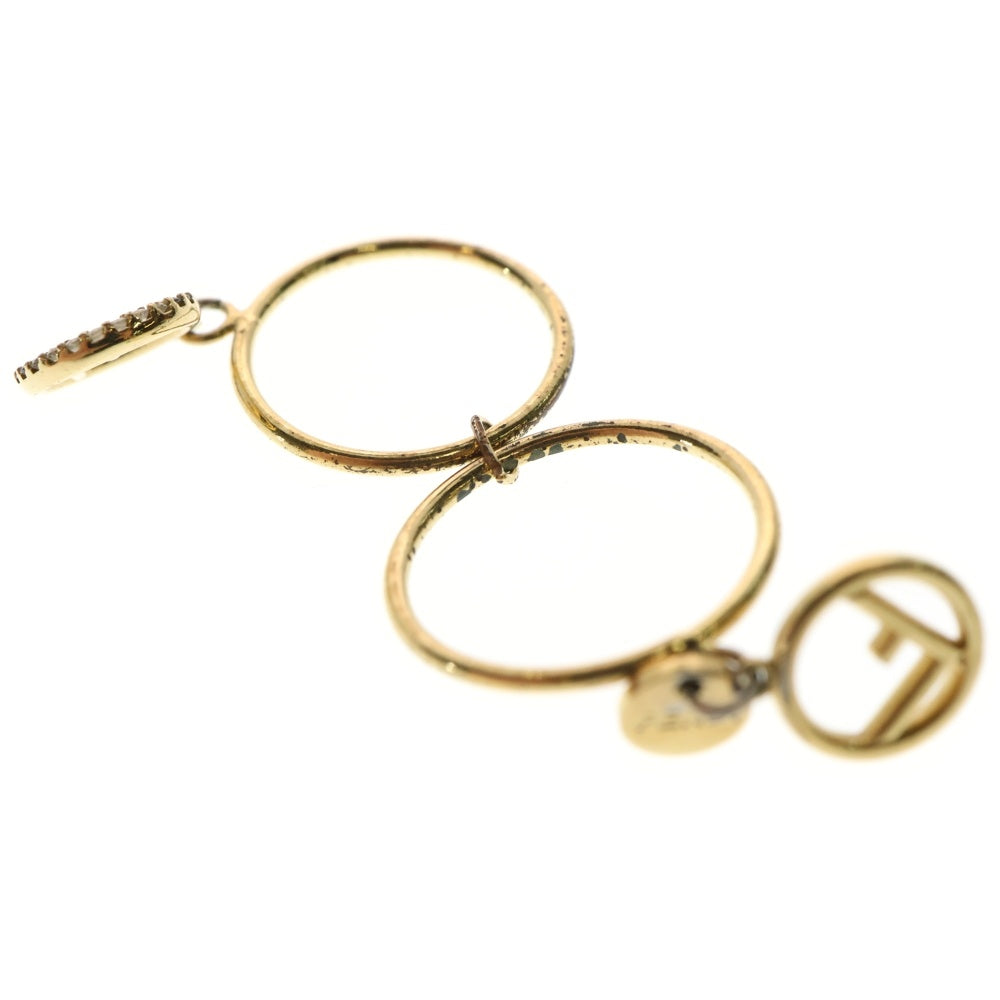 FENDI(フェンディ) Fサークル ロゴ付き クリスタル2連リング ゴールドメッキ 指輪 ゴールド