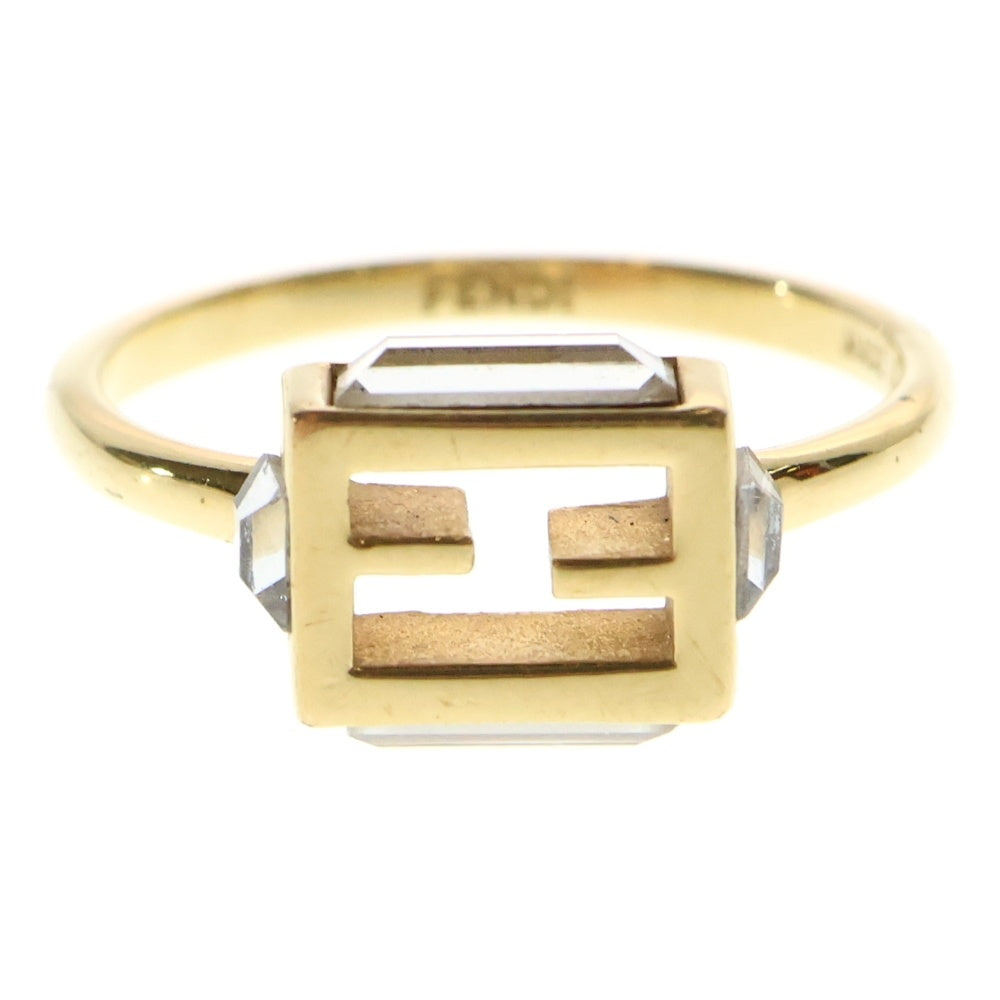 FENDI(フェンディ) 石付き ストーン FFロゴ バゲット リング 指輪 GP ゴールドメッキ M 8AH813