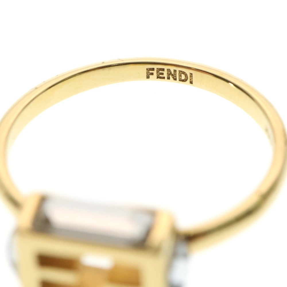 FENDI(フェンディ) 石付き ストーン FFロゴ バゲット リング 指輪 GP ゴールドメッキ M 8AH813