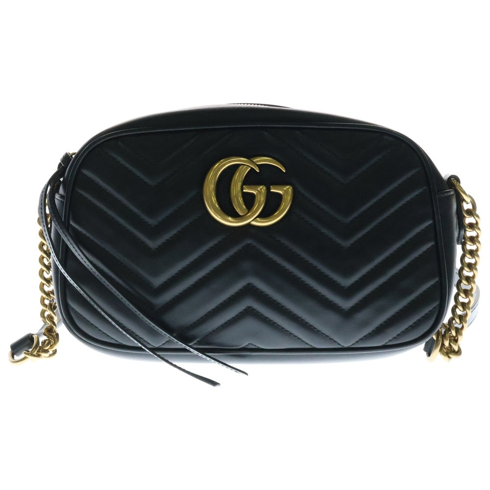 GUCCI(グッチ) GGマーモント ショルダーバッグ チェーンバッグ ブラック ゴールド金具 447632