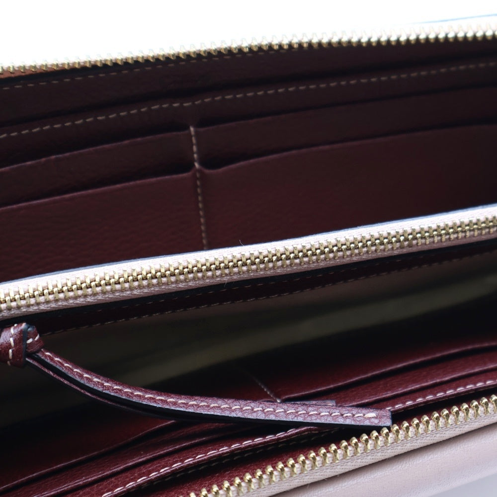 Chloe(クロエ) レザー二つ折り長財布 ラウンドジップウォレット ワイン×ピンク