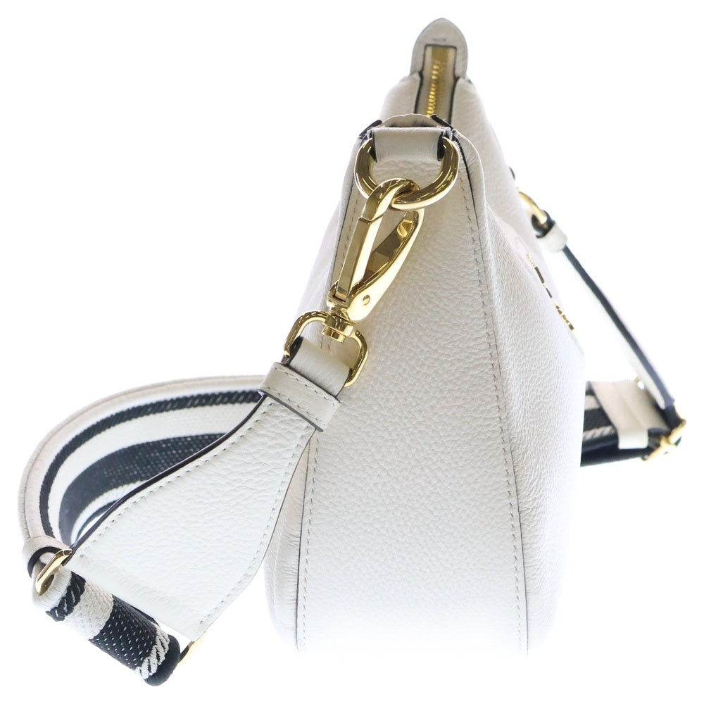 PRADA(プラダ) ロゴプレート ヴィッテロダイノソフト レザー ショルダーバッグ ゴールド金具 ホワイト 1BH193