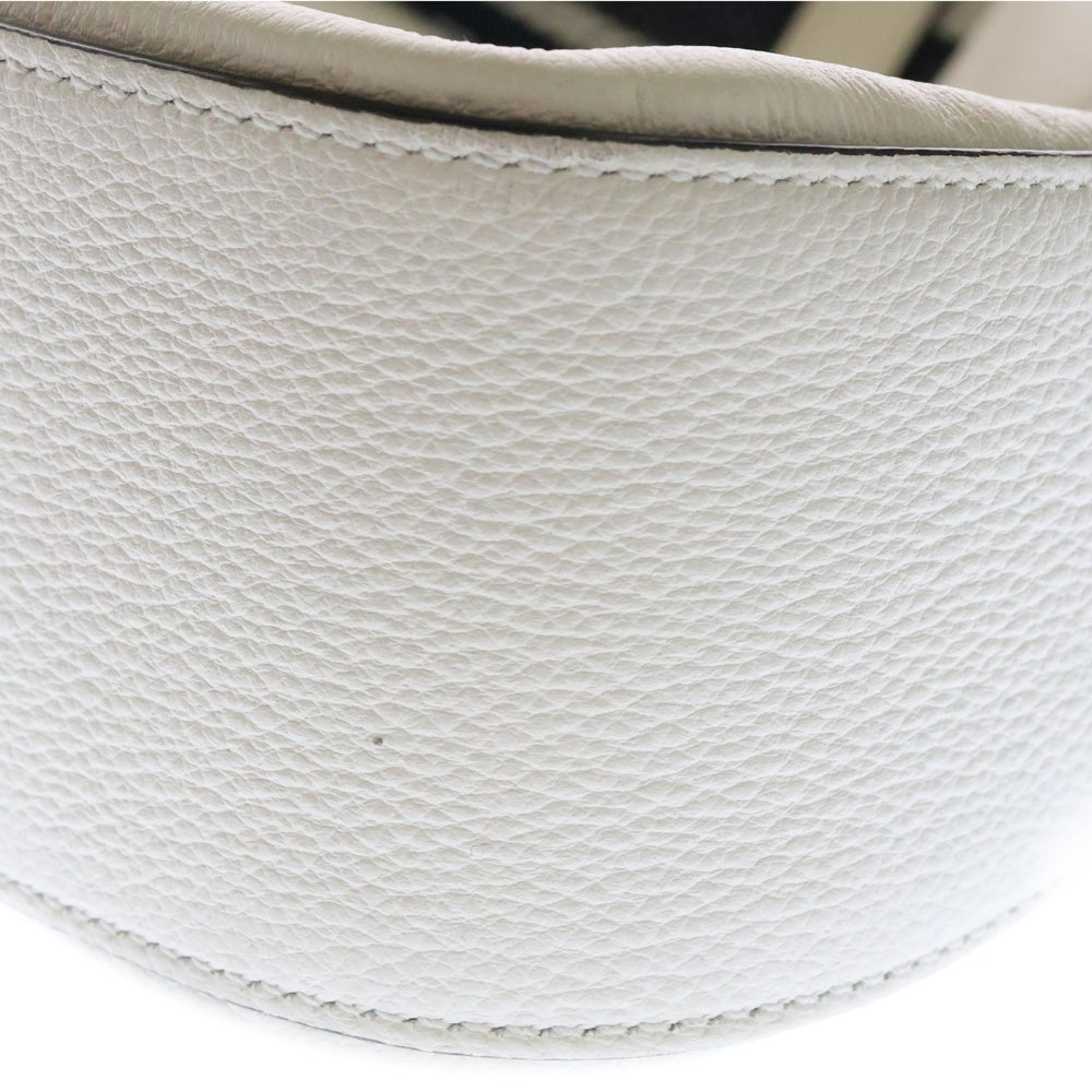 PRADA(プラダ) ロゴプレート ヴィッテロダイノソフト レザー ショルダーバッグ ゴールド金具 ホワイト 1BH193