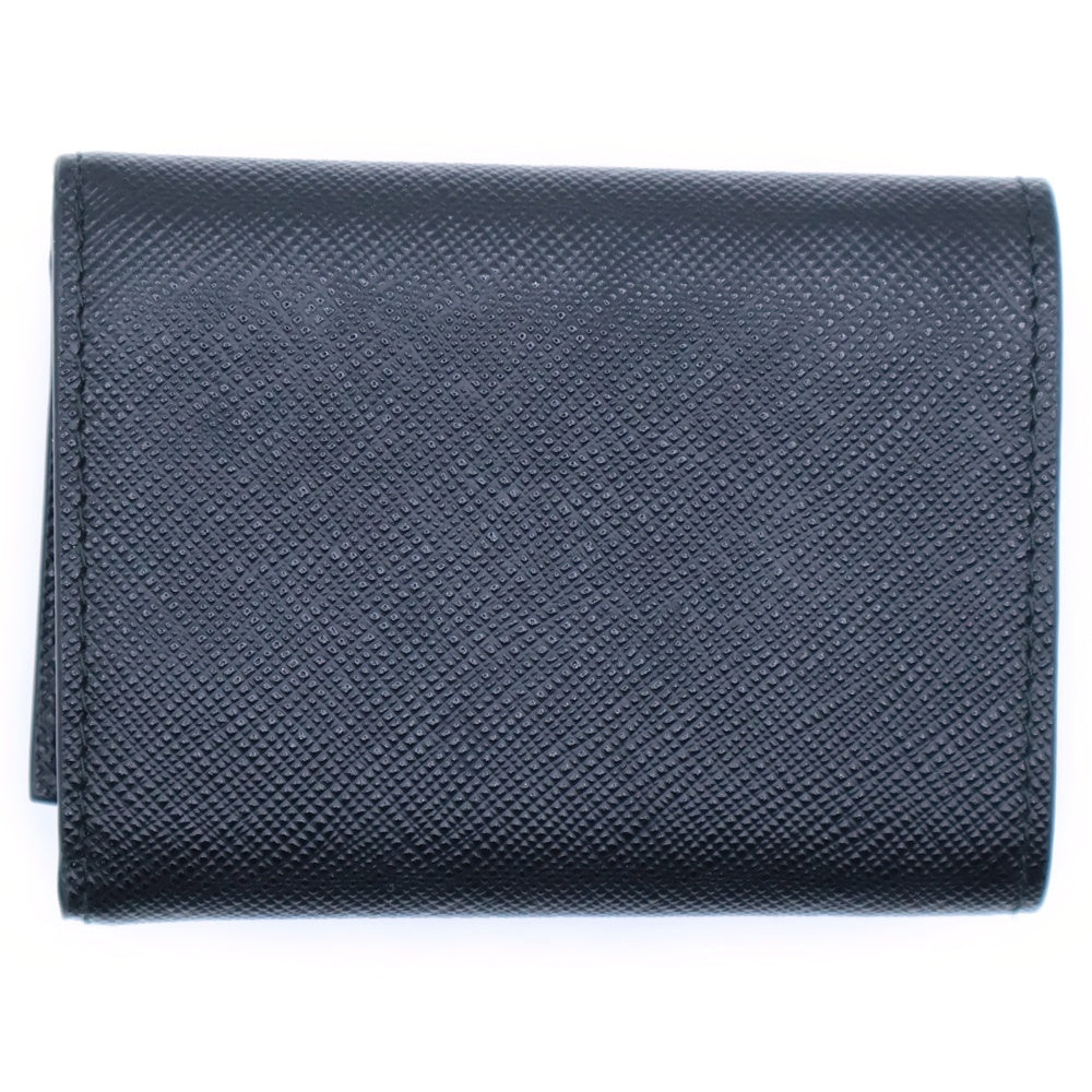 PRADA(プラダ) 三角ロゴプレート 三つ折り財布 コンパクトウォレット コインケース ブラック レザー 2MH042