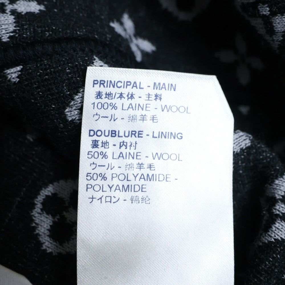 LOUIS VUITTON(ルイヴィトン) 21SS リバーシブル モノグラム総柄 ロゴ刺繍 ウール ジップアップ ニット ジャケット ブルゾン ブラック/グレー RM211M ZMA HKN05W