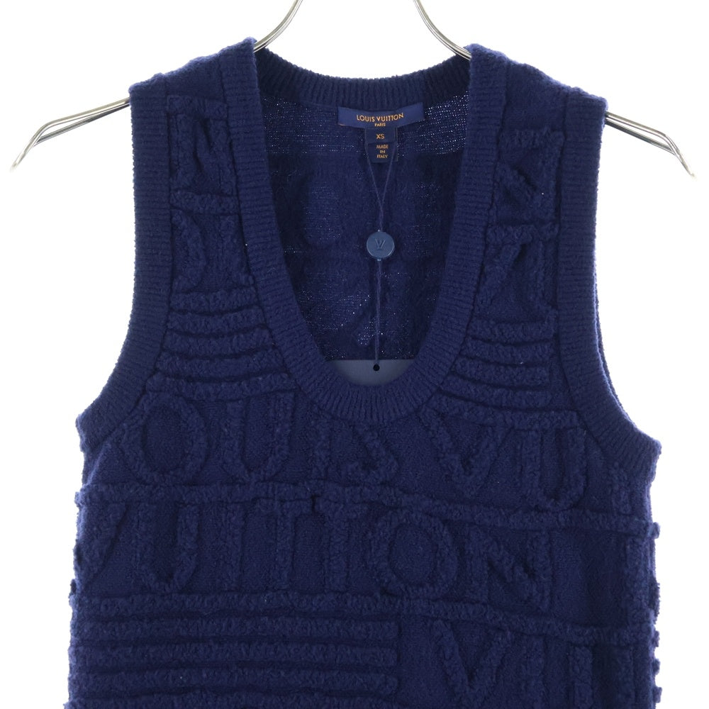 LOUIS VUITTON(ルイヴィトン) 20AW ロゴジャガード ノースリーブ ウール ニット ワンピース ネイビー レディース RW202W XZX FJKD09