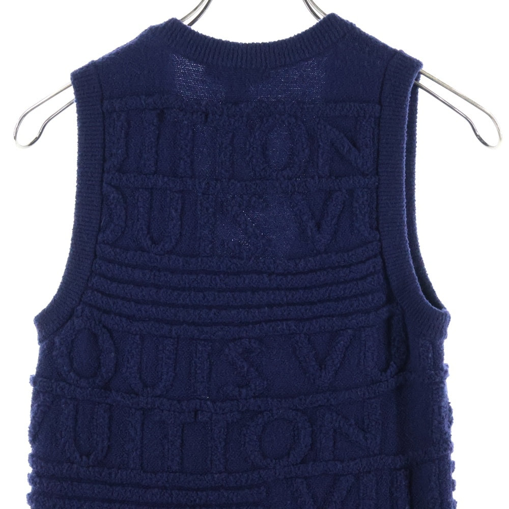 LOUIS VUITTON(ルイヴィトン) 20AW ロゴジャガード ノースリーブ ウール ニット ワンピース ネイビー レディース RW202W XZX FJKD09