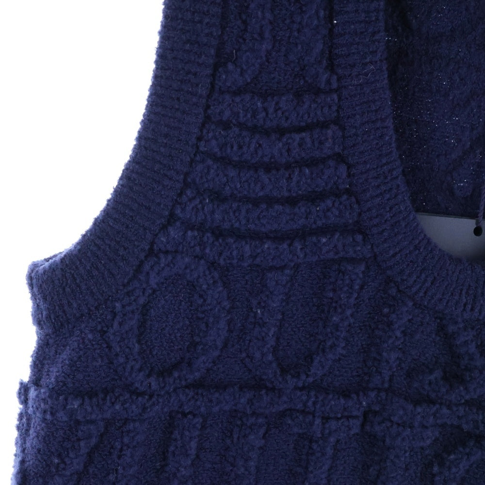 LOUIS VUITTON(ルイヴィトン) 20AW ロゴジャガード ノースリーブ ウール ニット ワンピース ネイビー レディース RW202W XZX FJKD09