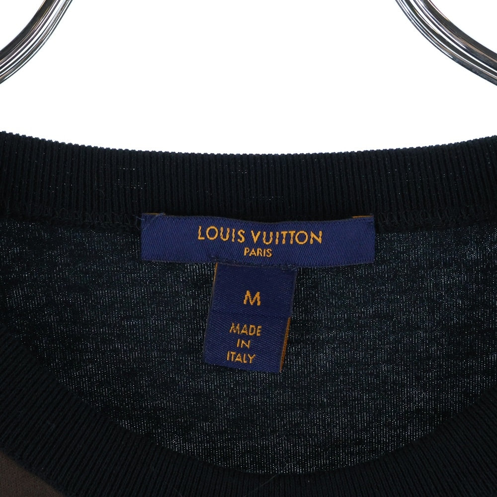 LOUIS VUITTON(ルイヴィトン) 21AW モノグラム総柄 LVロゴプリント クルーネック 半袖ポケットTシャツ カットソー ブラウン/ブラック RW212W YCX FLTS24