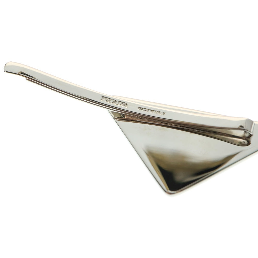 PRADA(プラダ) ヘアピン ヘアクリップ トライアングルロゴ シルバー×ブラック エナメル×メタル 2個セット