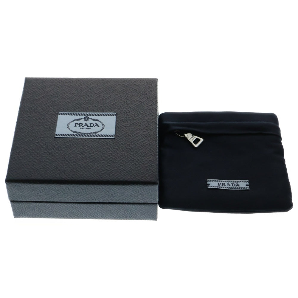 PRADA(プラダ) ヘアピン ヘアクリップ トライアングルロゴ シルバー×ブラック エナメル×メタル 2個セット