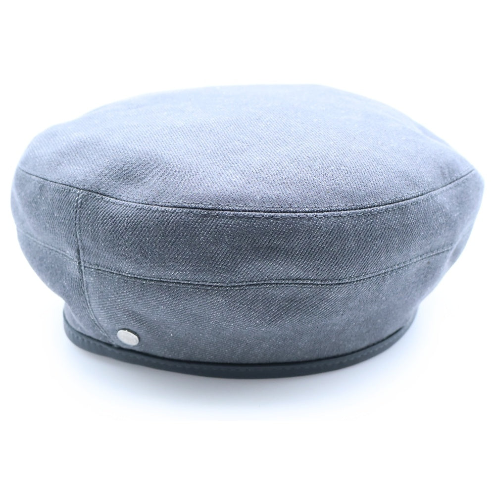 HERMES(エルメス) ベレー帽 ハンチング帽 帽子 グレー キャンバス×レザー 57