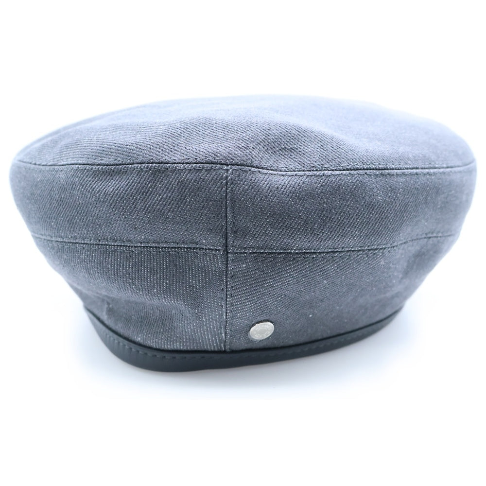 HERMES(エルメス) ベレー帽 ハンチング帽 帽子 グレー キャンバス×レザー 57