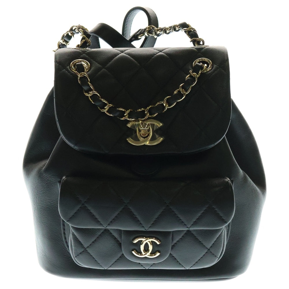 CHANEL(シャネル) スモールバックパック リュックサック ミニバッグ ブラック レザー シルバー金具 プレート AS2908