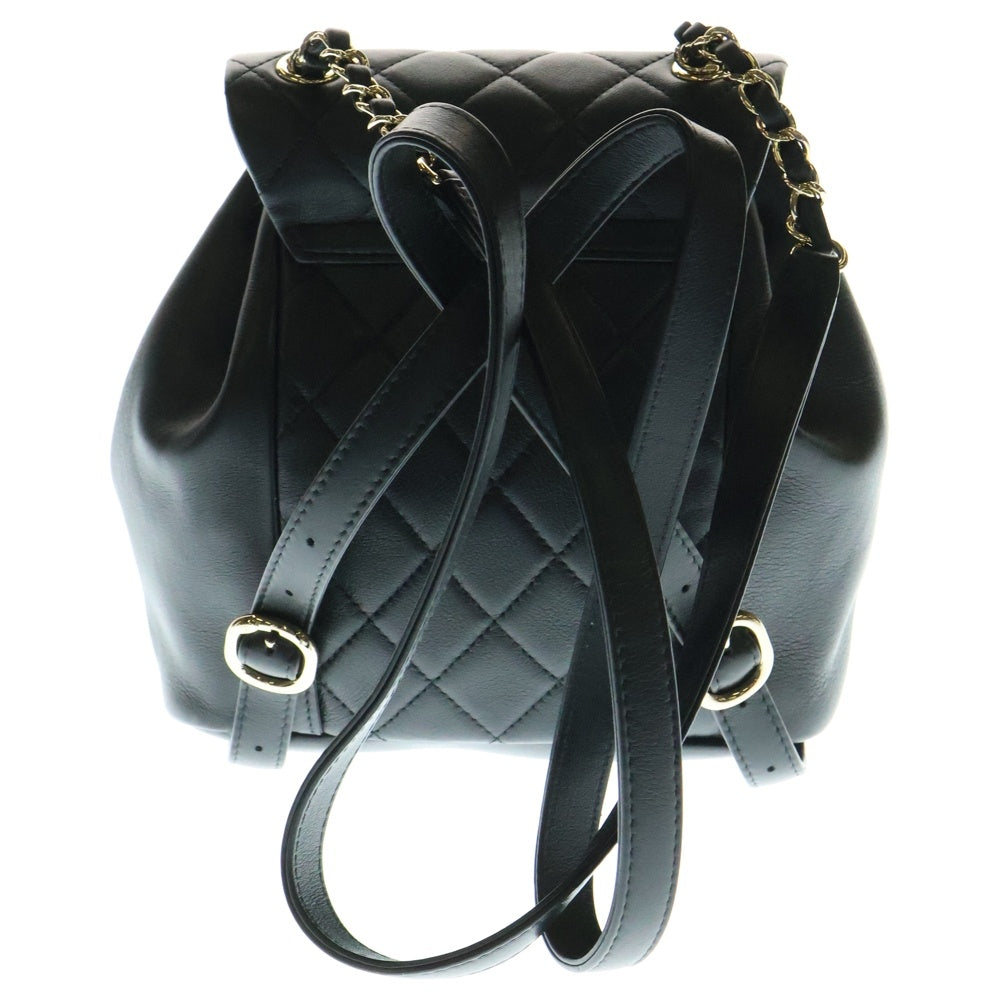 CHANEL(シャネル) スモールバックパック リュックサック ミニバッグ ブラック レザー シルバー金具 プレート AS2908