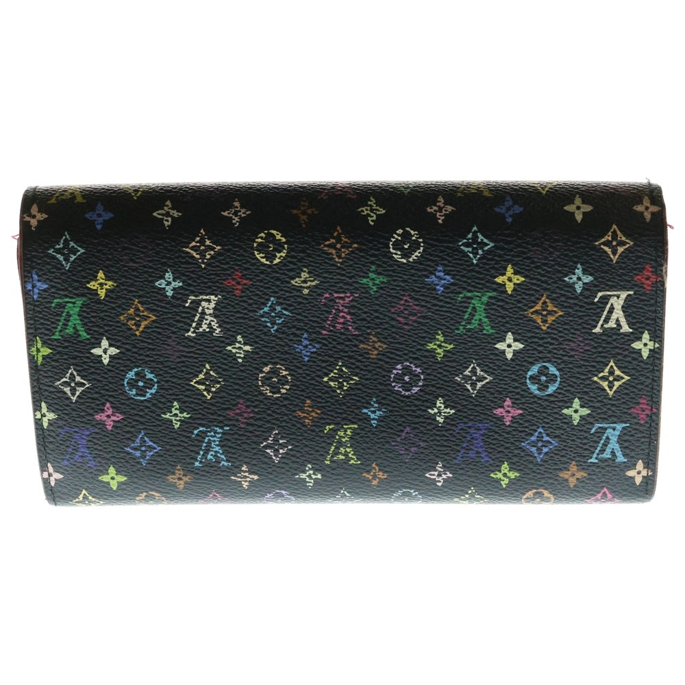 LOUIS VUITTON(ルイヴィトン) モノグラムマルチカラー ポルトフォイユサラ ロングウォレット 長財布 カードケース ノワール/グルナード ブラック×ピンク ゴールド金具 レザー M93747
