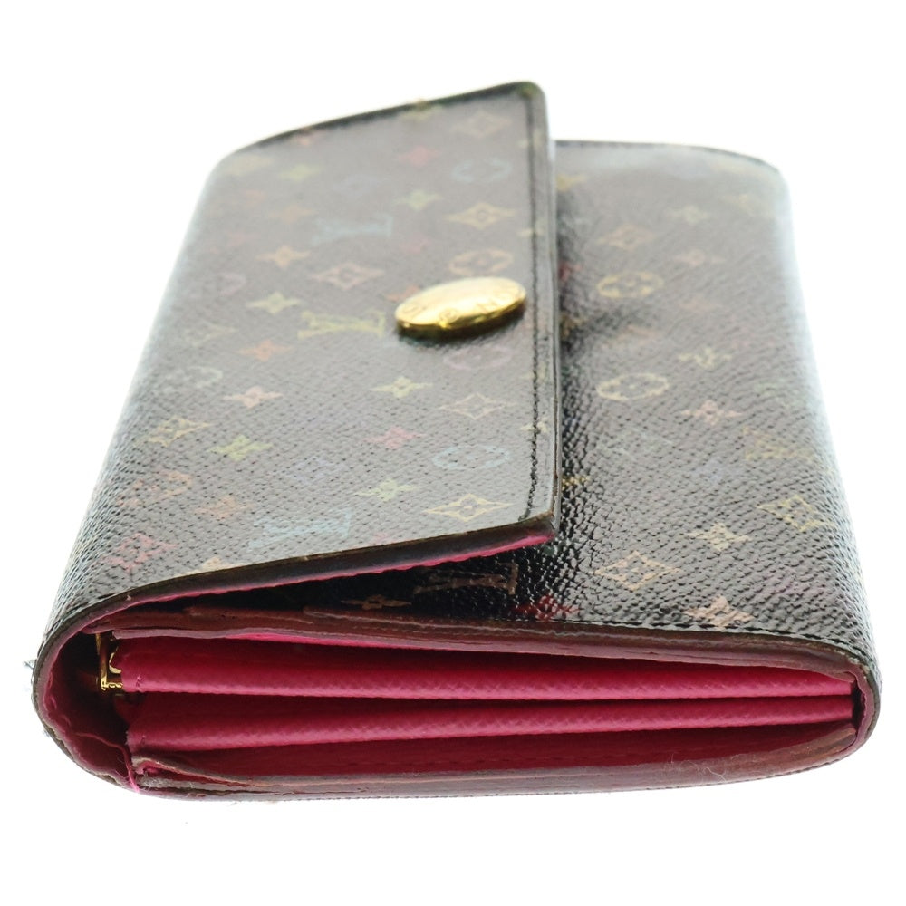 LOUIS VUITTON(ルイヴィトン) モノグラムマルチカラー ポルトフォイユサラ ロングウォレット 長財布 カードケース ノワール/グルナード ブラック×ピンク ゴールド金具 レザー M93747