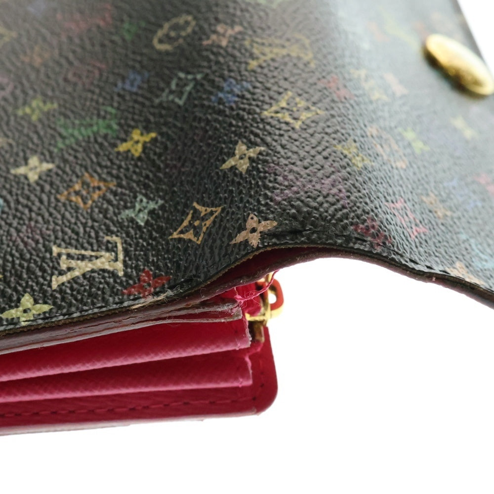 LOUIS VUITTON(ルイヴィトン) モノグラムマルチカラー ポルトフォイユサラ ロングウォレット 長財布 カードケース ノワール/グルナード ブラック×ピンク ゴールド金具 レザー M93747