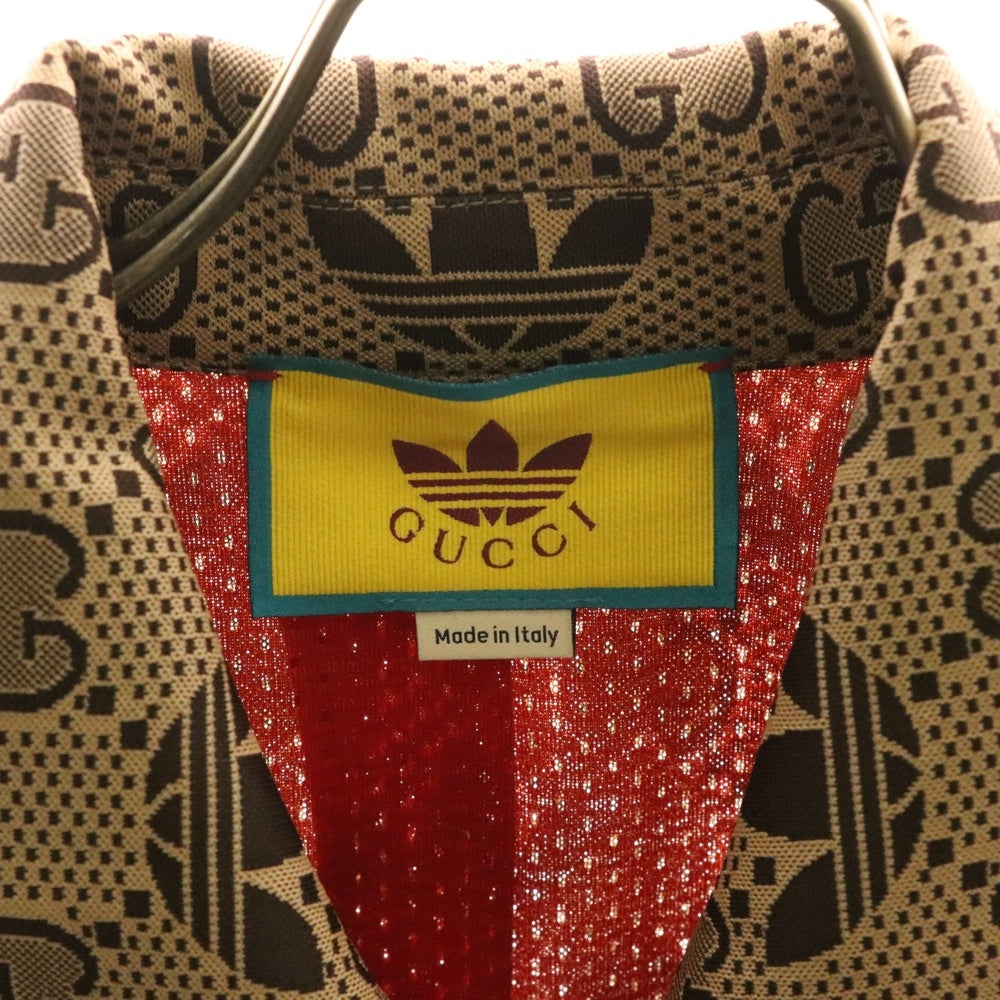 GUCCI(グッチ) 23SS ×adidas GG Trefoil Track Jacket アディダス GGトレフォイル 総柄 サイドスリーストライプ トラックジャケット ブラウン 722998 XJE10