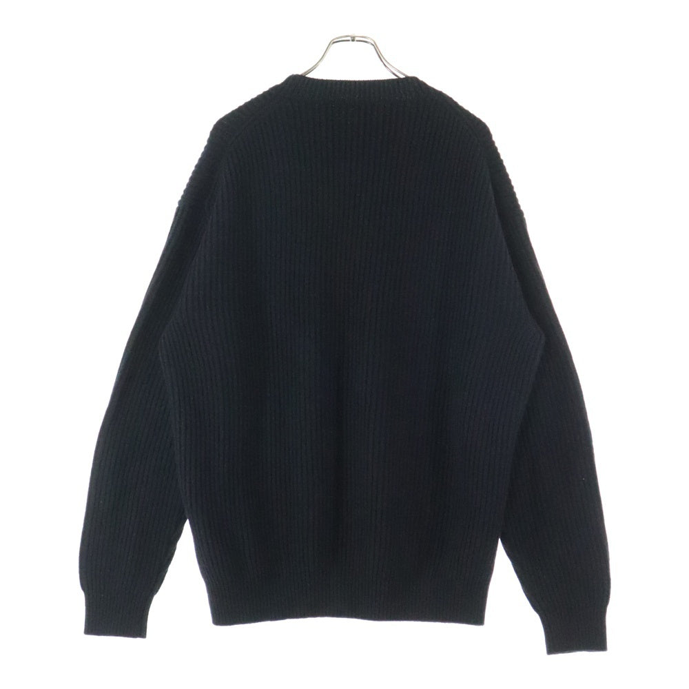 PRADA(プラダ) 21AW 裾ワッペンロゴ ウール クルーネック ロングスリーブ 長袖 リブニット セーター ブラック UMB300