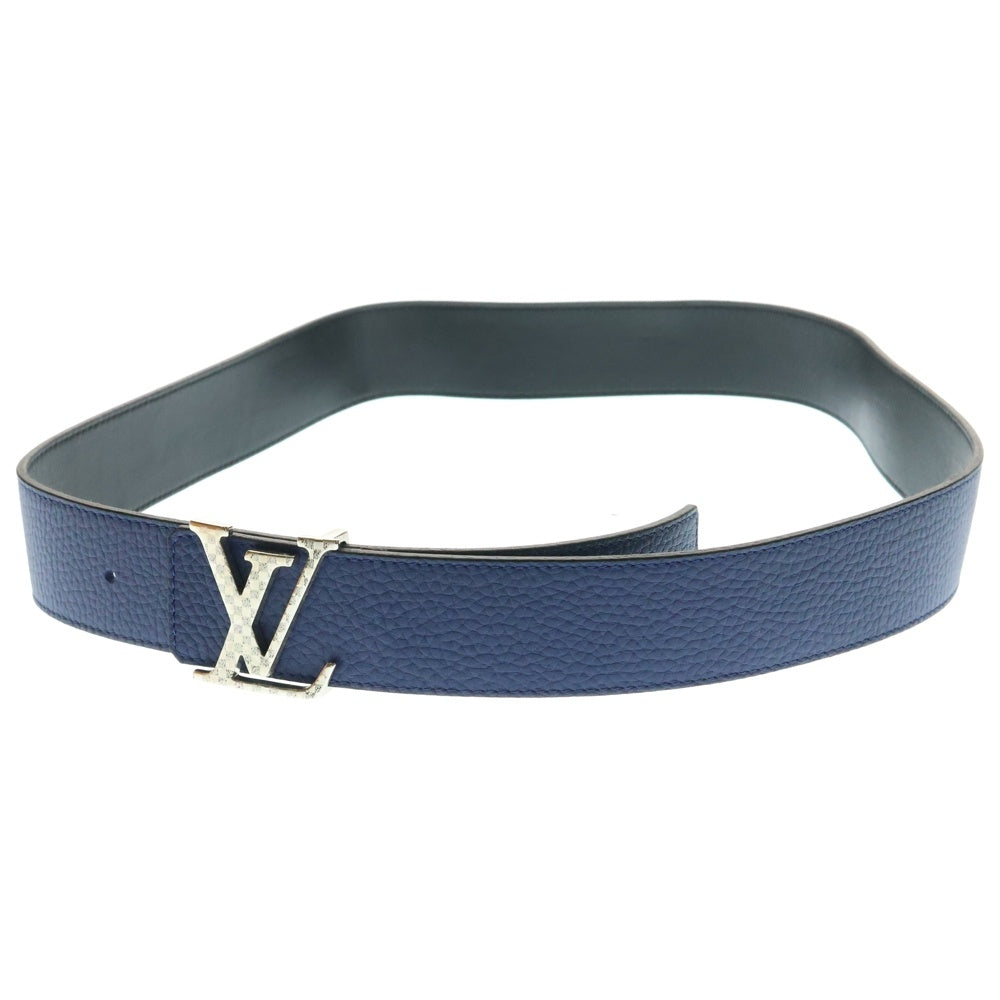 LOUIS VUITTON(ルイヴィトン) LVイニシャル ロゴバックル サンチュール リバーシブル レザーベルト ブラック×ブルー シルバー金具 レザー M0336