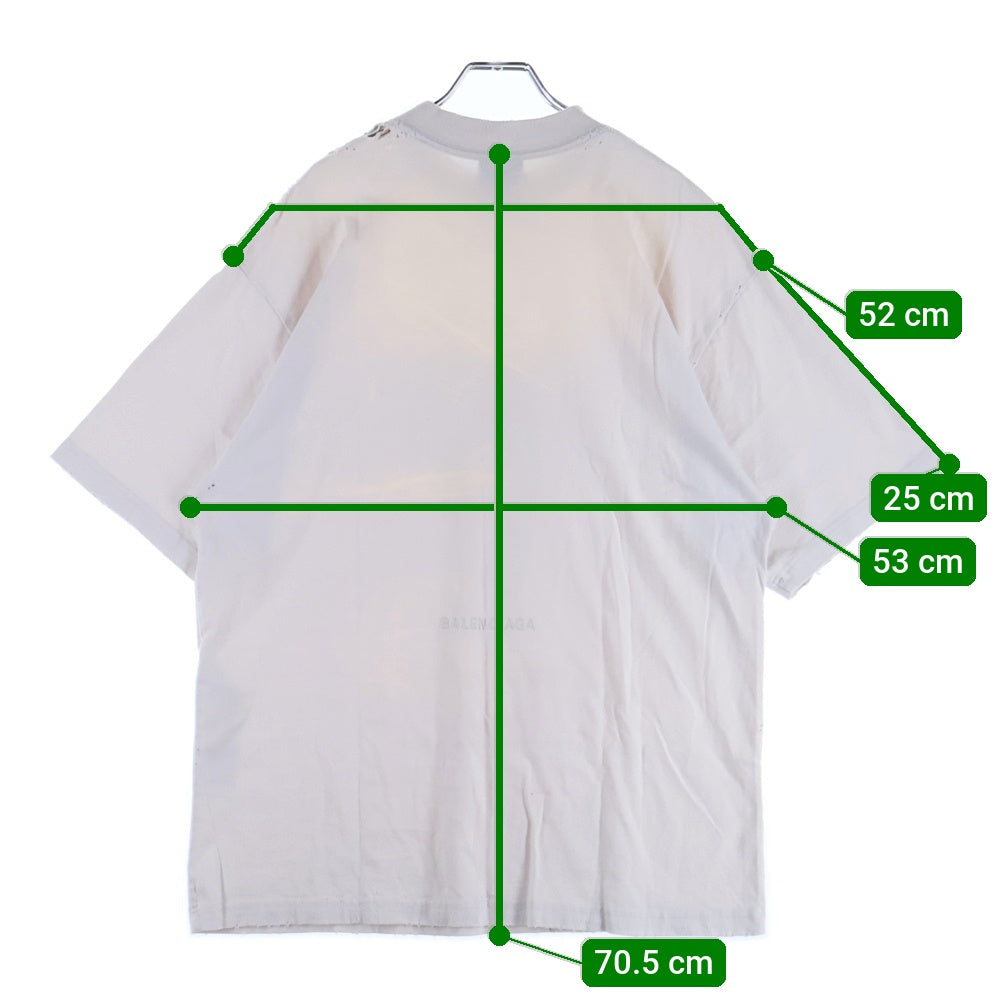 BALENCIAGA(バレンシアガ) 24SS Paris Liberty ダメージ加工クルーネック半袖Tシャツ カットソー ホワイト 764235 TQVR9