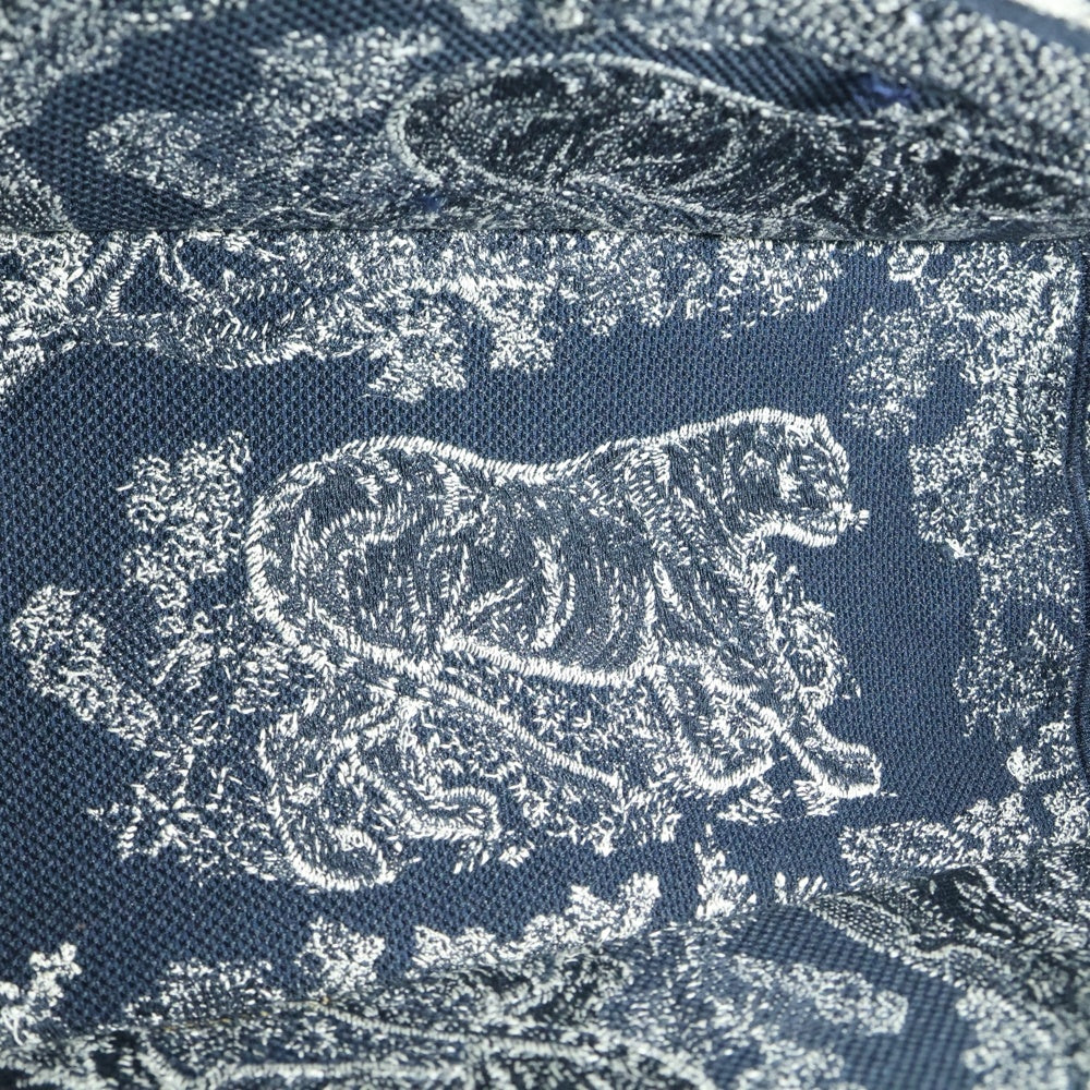 Christian Dior(クリスチャンディオール) BOOK TOTE ブックトート ミディアム トワルドゥジュイエンブロダイアリー 総柄ハンドバッグ ネイビー/ホワイト レディース
