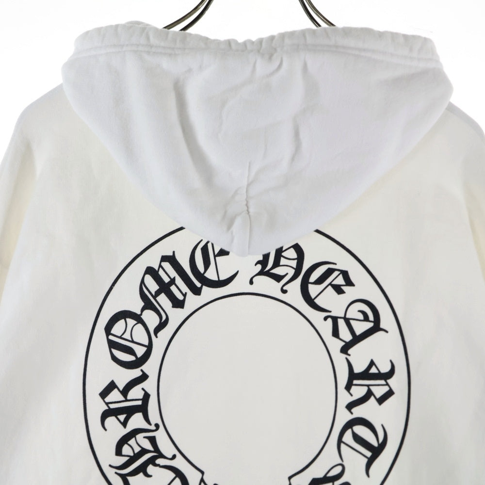 CHROME HEARTS(クロムハーツ) HORSESHOE PULLOVER HOODIE ホースシュープリント アームフローラル スウェットプルオーバーパーカー ホワイト