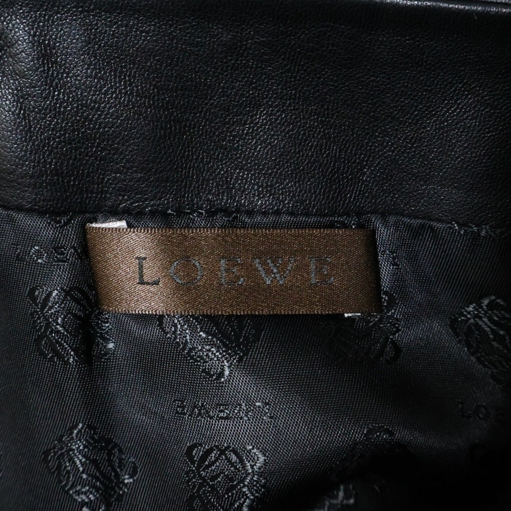 LOEWE(ロエベ) ラムレザー タイト ミディアム スカート ブラック レディース