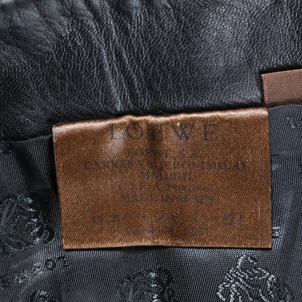 LOEWE(ロエベ) ラムレザー タイト ミディアム スカート ブラック レディース