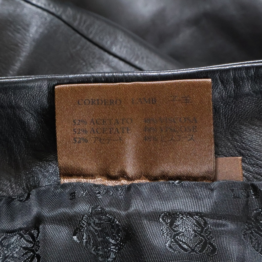 LOEWE(ロエベ) ラムレザー タイト ミディアム スカート ブラック レディース