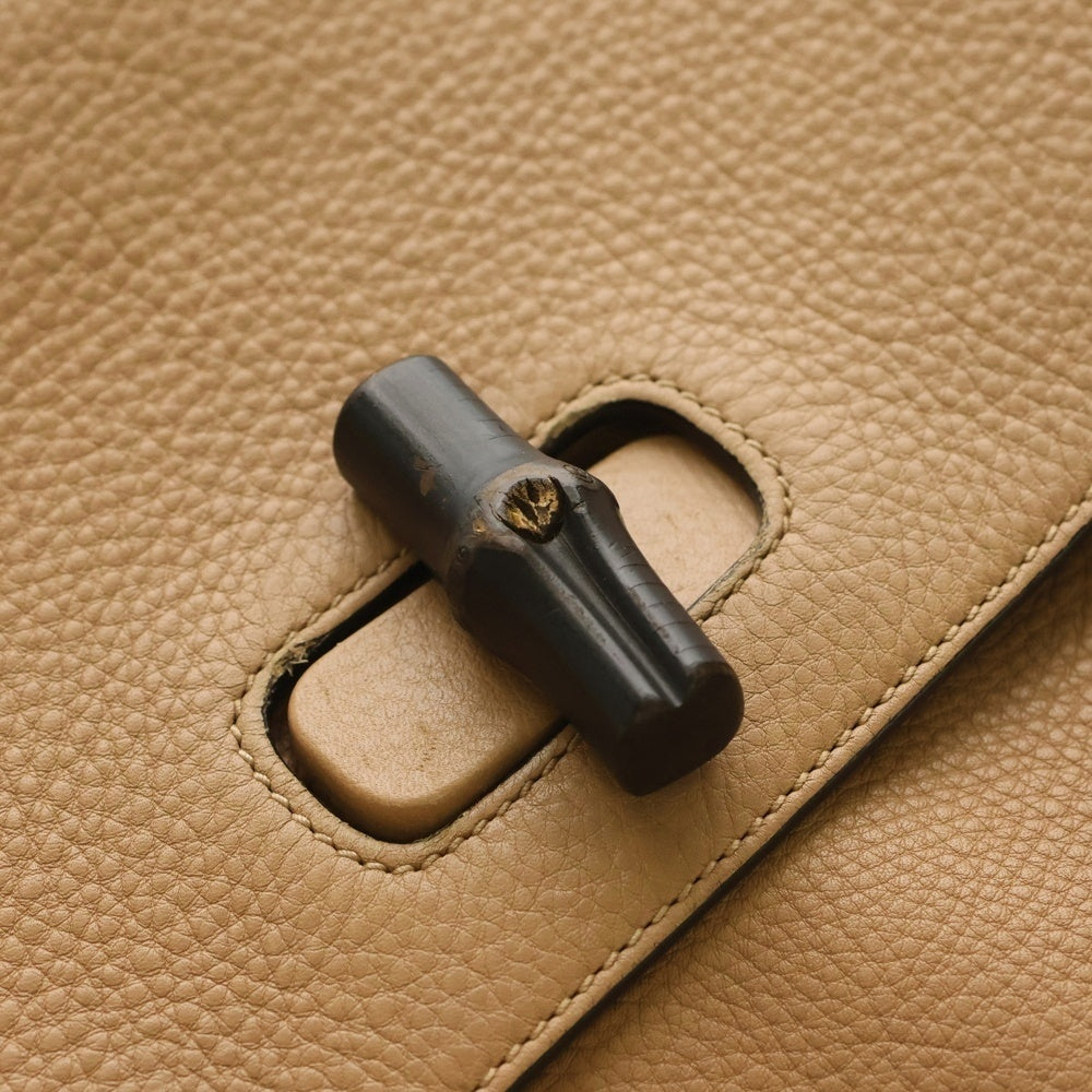 GUCCI(グッチ) バンブーデイリー 2WAYバッグ ハンドバッグ ショルダーバッグ ベージュ レザー シルバー金具 370830