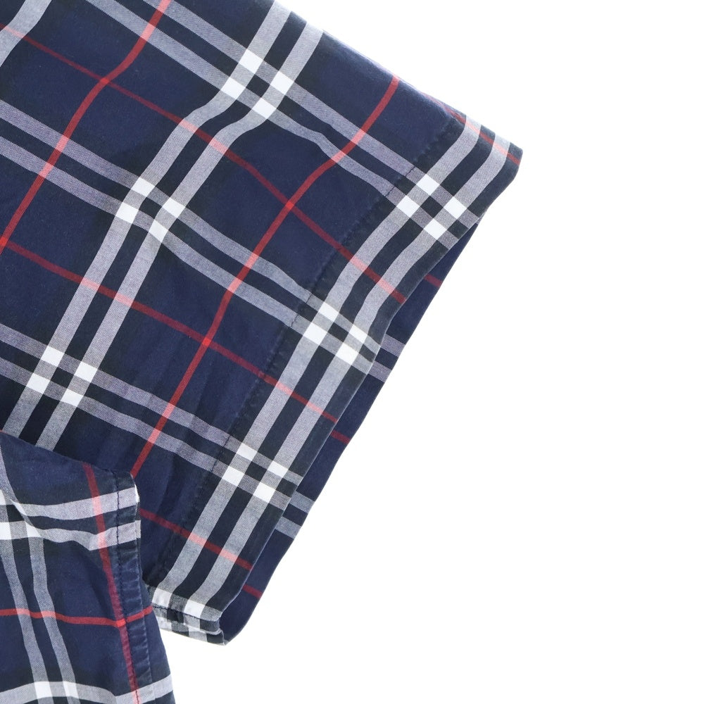 BURBERRY(バーバリー) GEORGE CHECK STRETCH SHORT SLEEVE SHIRTS ジョージチェック ストレッチ 半袖シャツ ネイビー 8007182