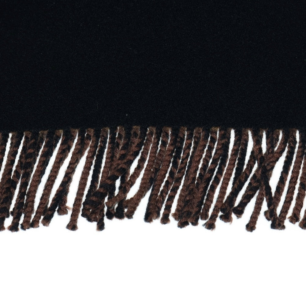 FENDI(フェンディ) FFズッカ柄 ファーポケット付フリンジカシミヤマフラー ブラウン FXT252