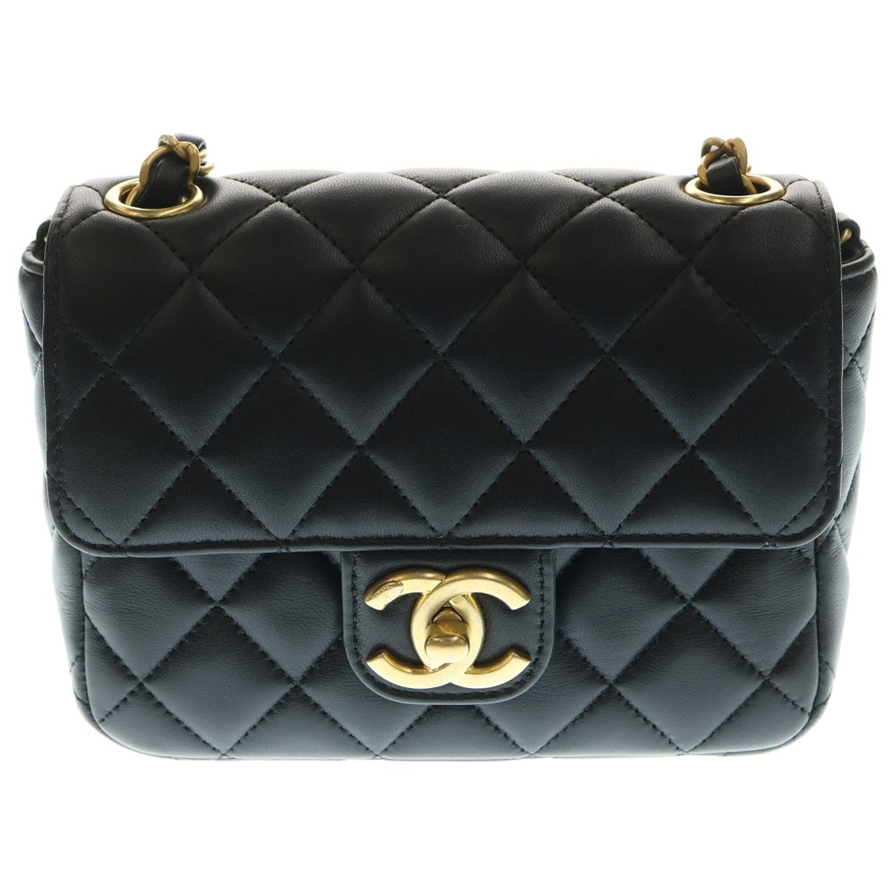 CHANEL(シャネル) ミニマトラッセ チェーンショルダーバッグ ミニバッグ ブラック ゴールド金具 ラムスキン