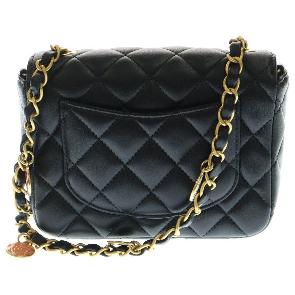 CHANEL(シャネル) ミニマトラッセ チェーンショルダーバッグ ミニバッグ ブラック ゴールド金具 ラムスキン