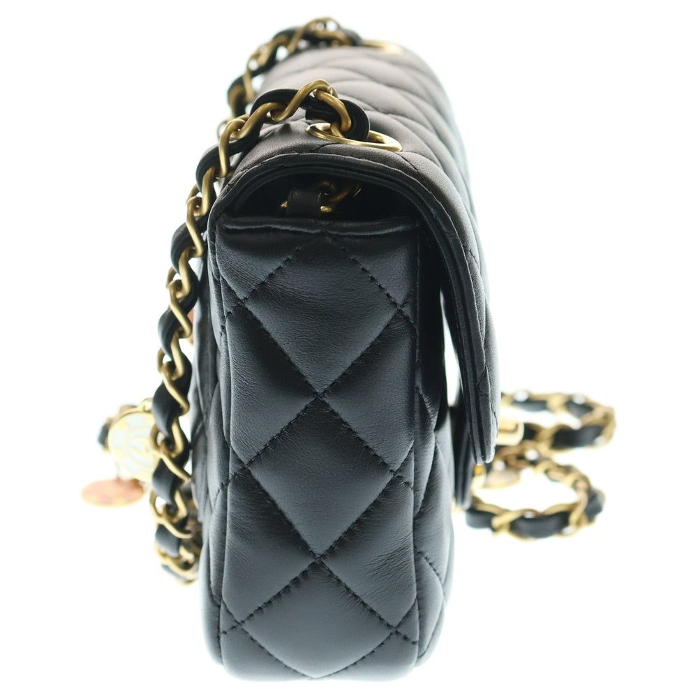 CHANEL(シャネル) ミニマトラッセ チェーンショルダーバッグ ミニバッグ ブラック ゴールド金具 ラムスキン