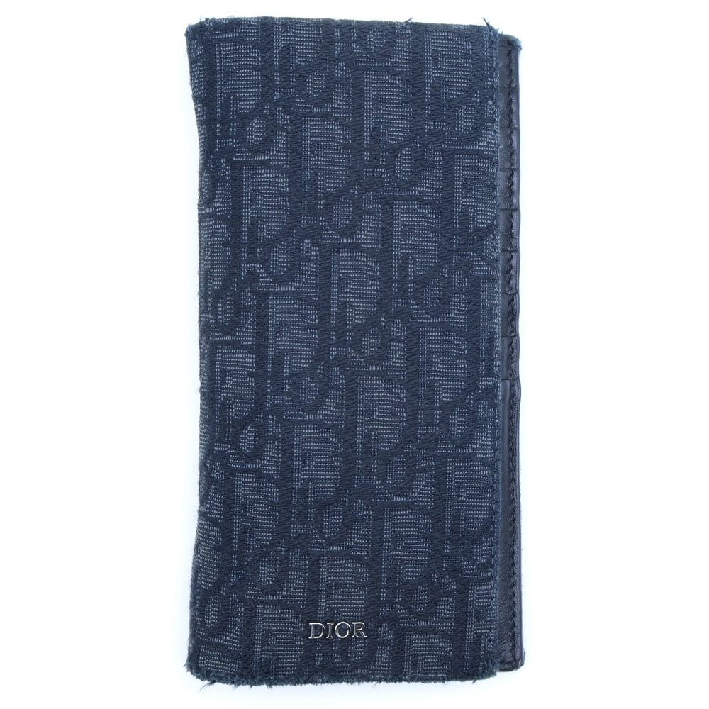 Christian Dior(クリスチャンディオール) トロッター柄長財布 ロングウォレット カードケース ネイビー シルバー金具 キャンバス×レザー