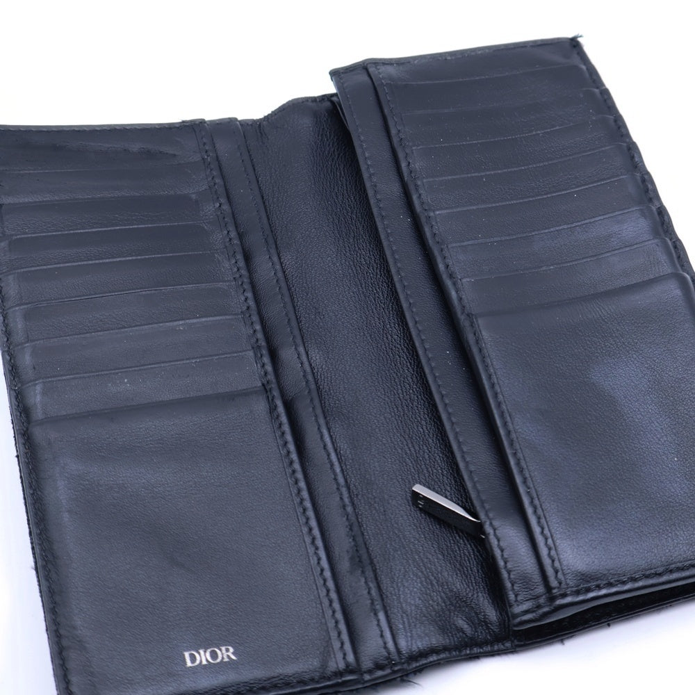 Christian Dior(クリスチャンディオール) トロッター柄長財布 ロングウォレット カードケース ネイビー シルバー金具 キャンバス×レザー