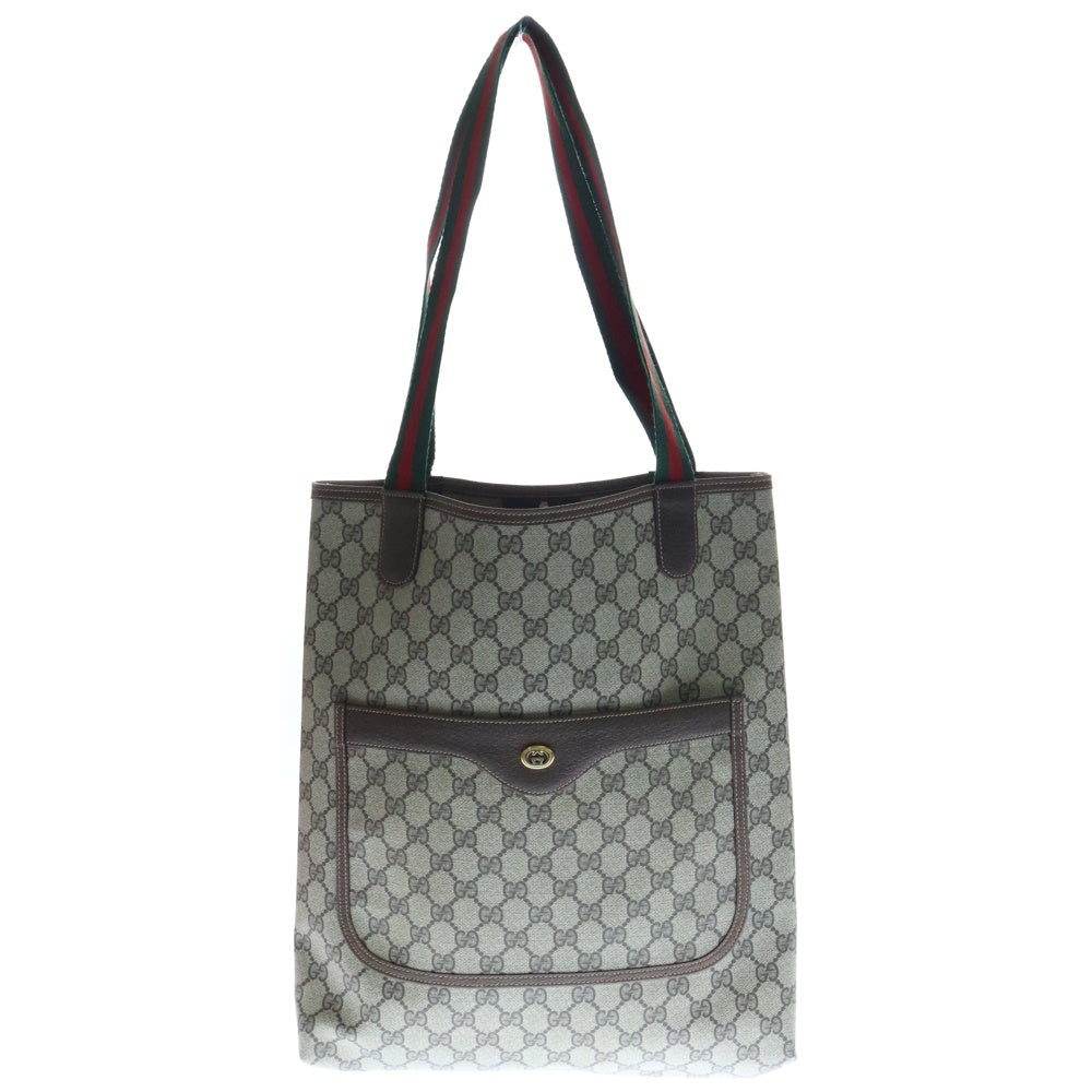 GUCCI(グッチ) シェリーライン GG柄 トートバッグ ハンドバッグ ブラウン×ベージュ PVCレザー 123.02.003