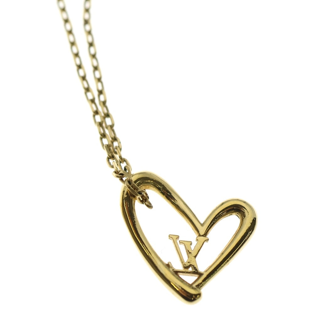 LOUIS VUITTON(ルイヴィトン) コリエ ハート フォーリンラブ LVロゴ チェーン ネックレス ゴールド レディース M00465