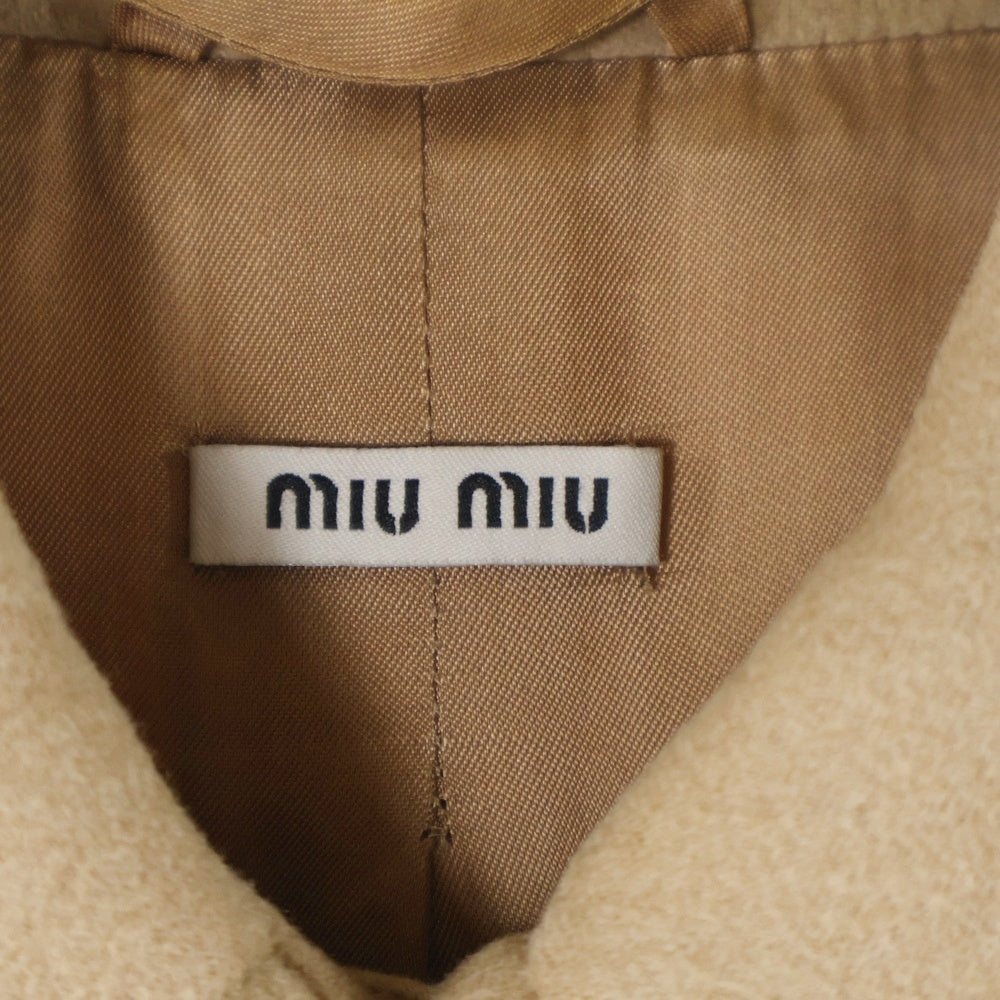 miumiu(ミュウミュウ) 11AW キャメル メルトン ダブルブレスト ステンカラーコート ベージュ レディース MS651
