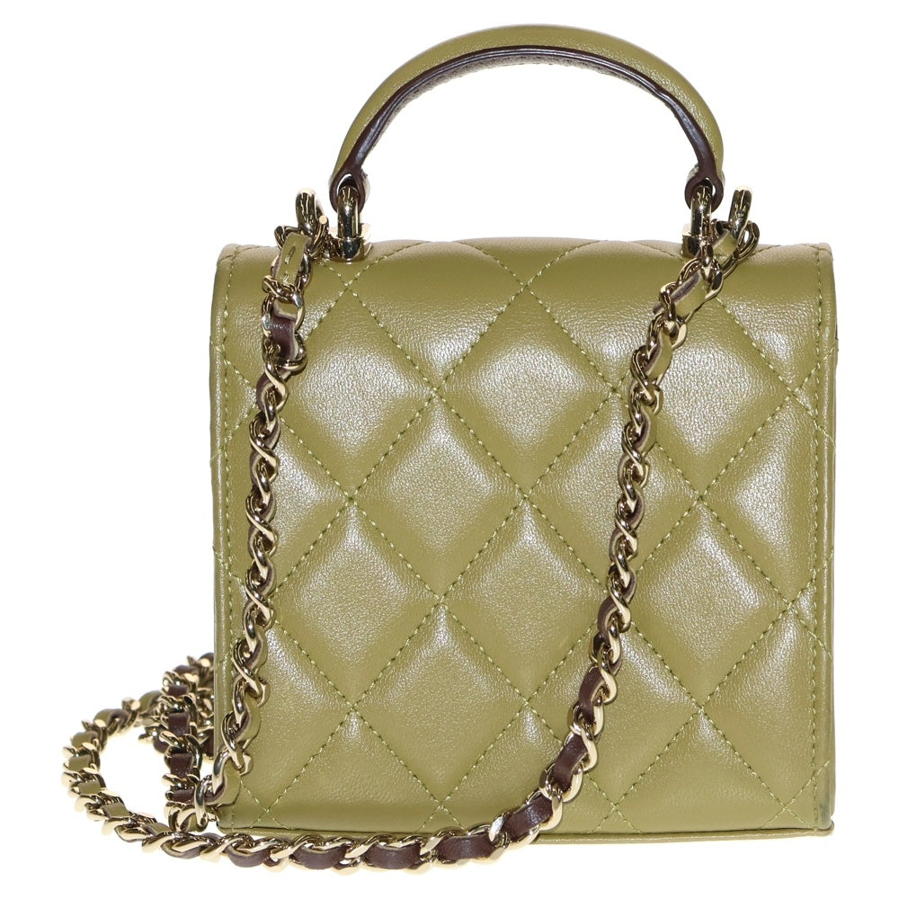 CHANEL(シャネル) ミニマトラッセ チェーン ショルダーバッグ ミニバッグ カーキ ラムスキン シルバー金具 AP2682