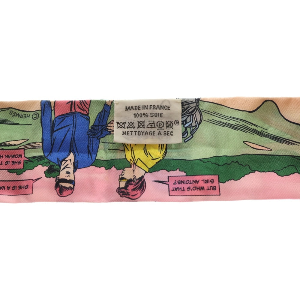 HERMES(エルメス) ツイリー アメコミ シルクスカーフ ピンク×マルチカラー