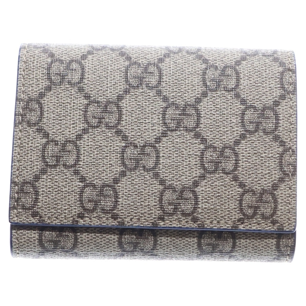 GUCCI(グッチ) GGスプリーム ディテール付き 三つ折り財布 コンパクトウォレット コインケース ベージュ レザー 769225 シルバー金具