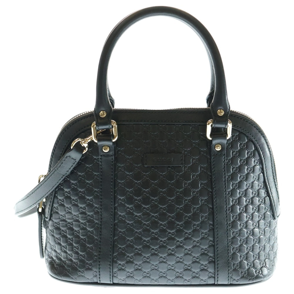 GUCCI(グッチ) マイクログッチシマ 2WAYバッグ ハンドバッグ ショルダーバッグ ブラック レザー 449654 ゴールド金具