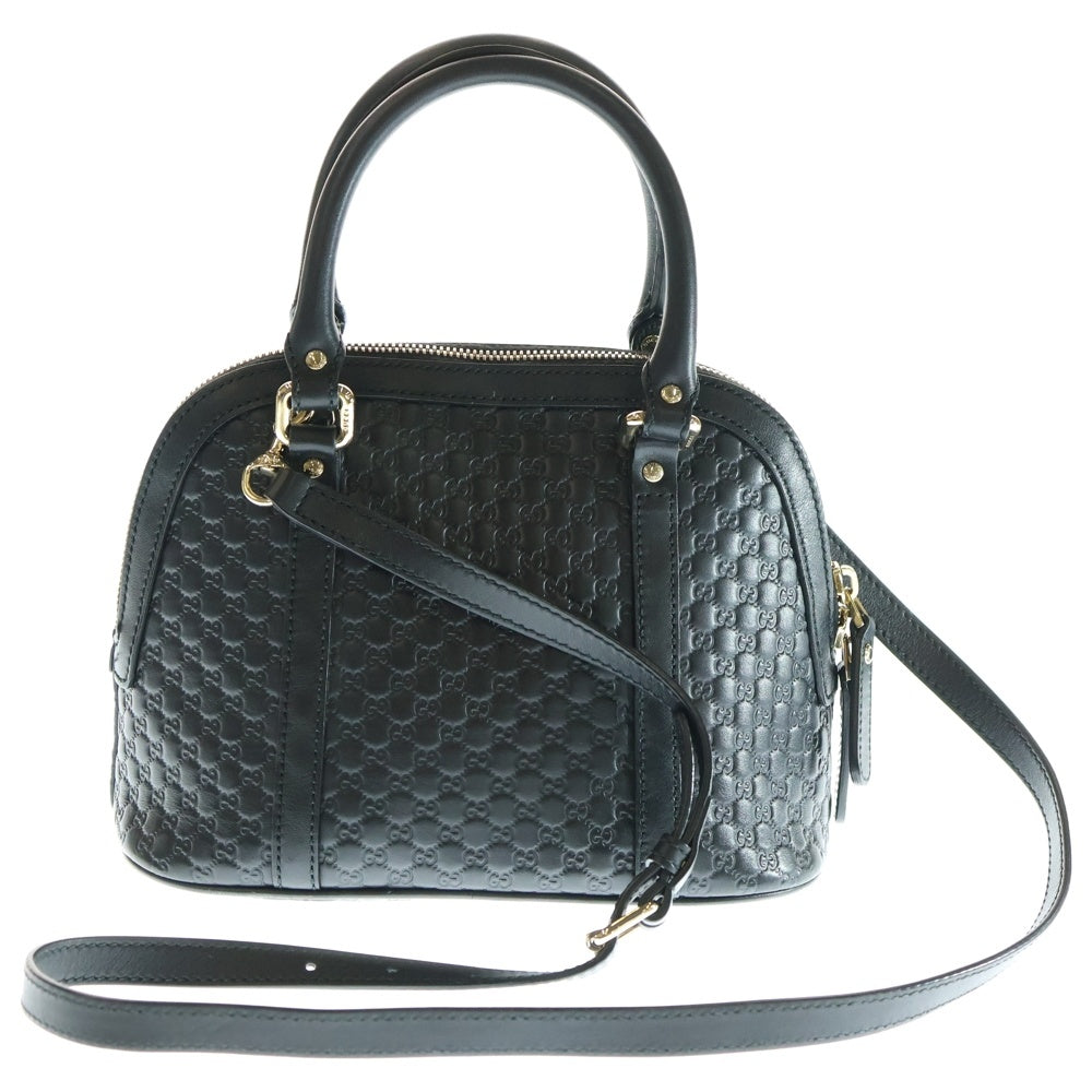 GUCCI(グッチ) マイクログッチシマ 2WAYバッグ ハンドバッグ ショルダーバッグ ブラック レザー 449654 ゴールド金具