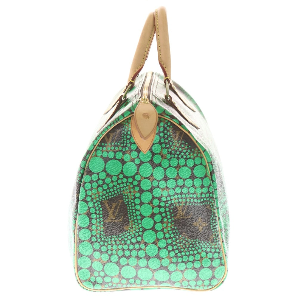 LOUIS VUITTON(ルイヴィトン) ×YK 草間彌生 スピーディ30 パンプキンドット モノグラム PVC レザー ハンドバッグ ゴールド金具 グリーン/ブラウン M40694